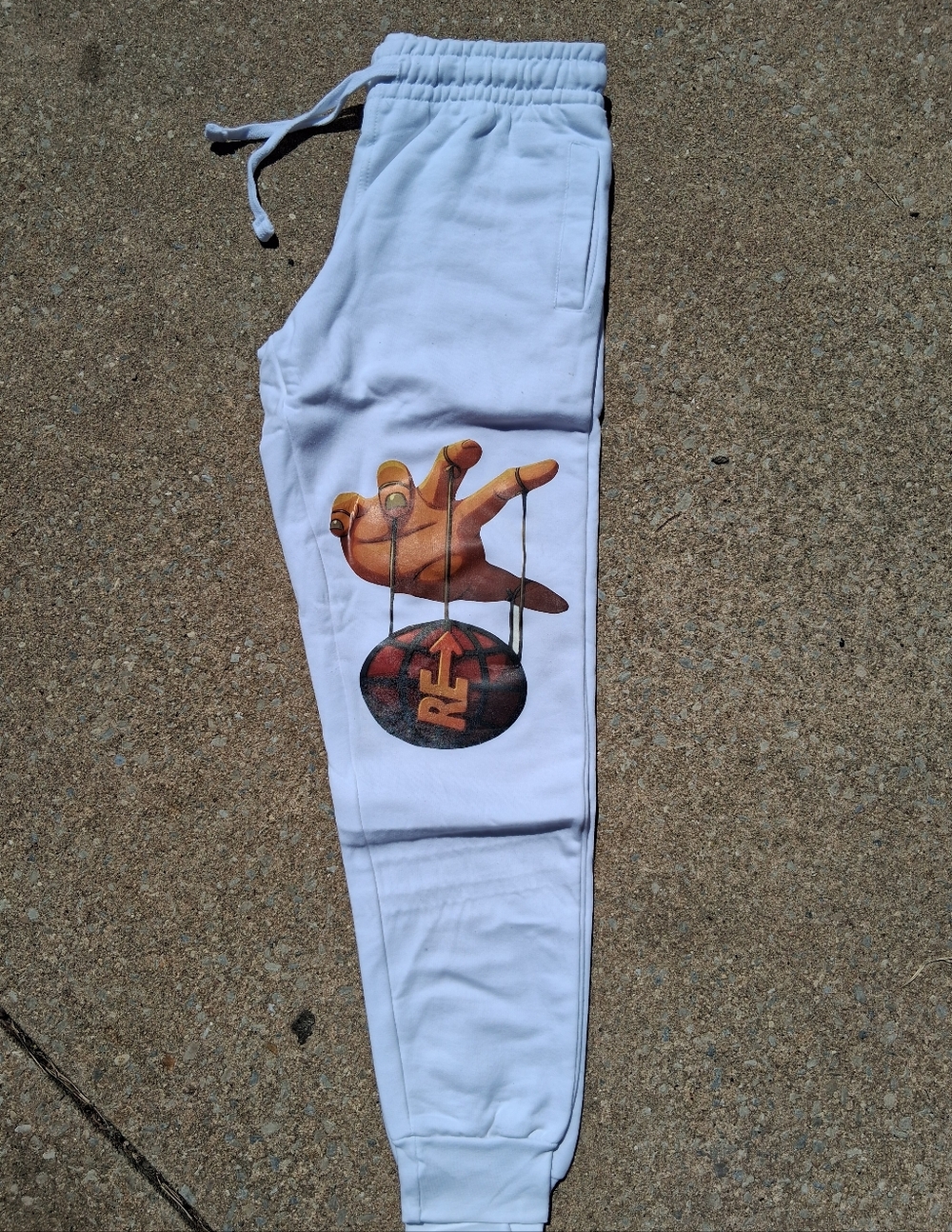 White Graphic Jogger Sweatpants